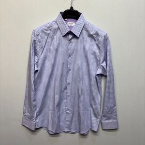 Duchamp Men Dress Shirt Top Size 16.5 L Slim Fit 42 Cotton Blend Plaid C076 -28